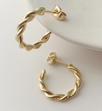 Load image into Gallery viewer, Gold Thick Twisted Hoops
