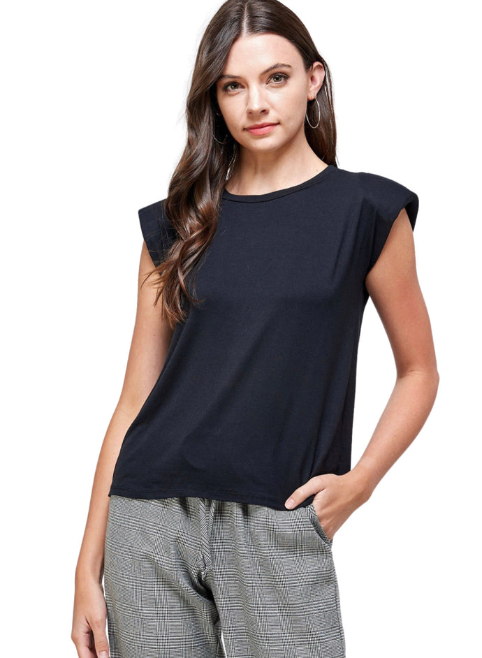 Blair Power Shoulder Top- Black